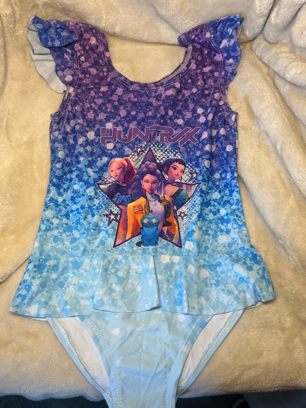 Girls Huntrix Gradient Blue to Purple One-Piece Swim Suit